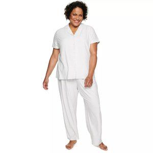 Plus Size Croft & Barrow Short Sleeve Pajama Shirt & Pants Set SZ 3XL NWT